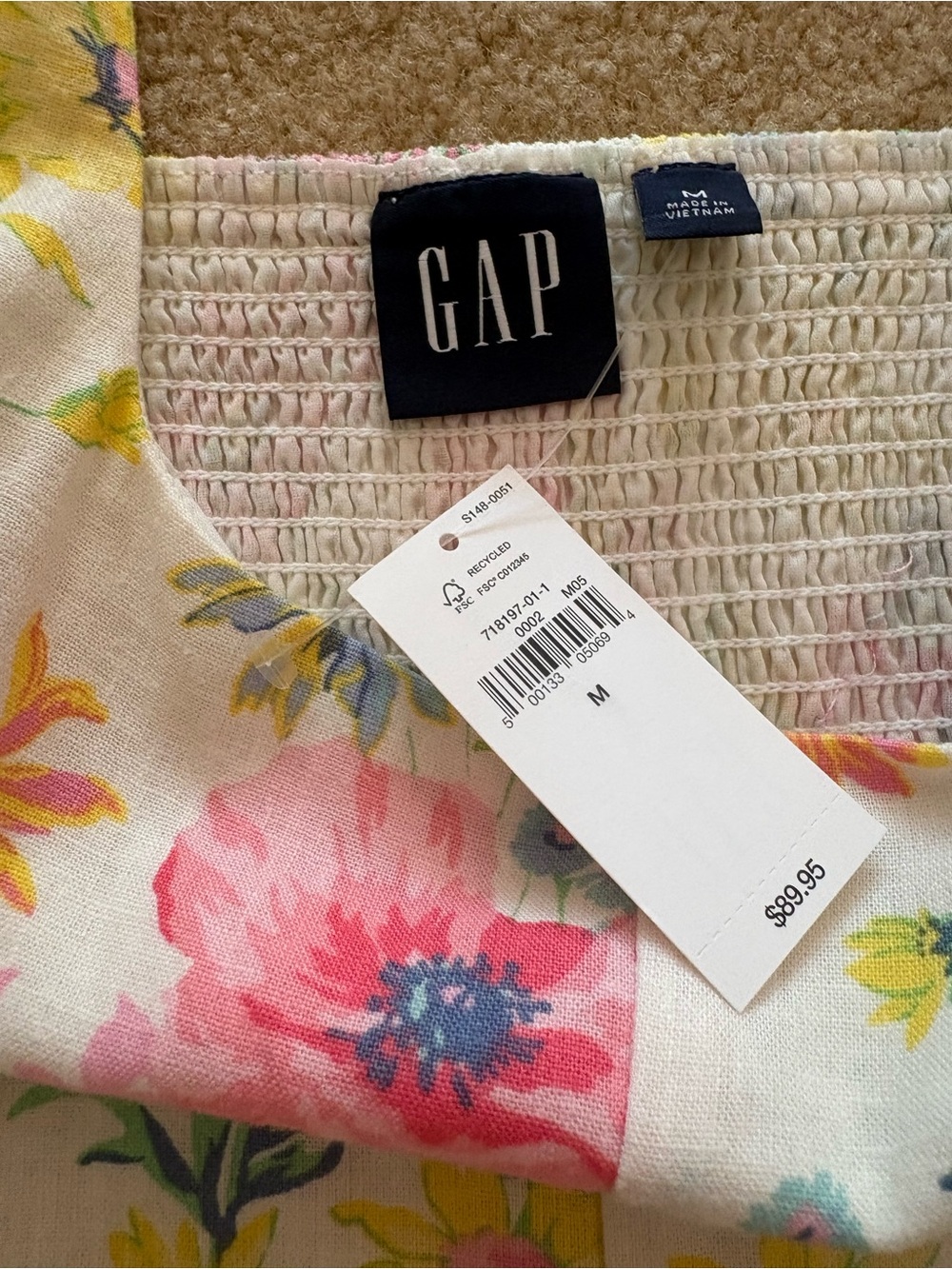 GAP White Floral Sundress with Pink, Yellow & Blue Blooms - Picture 3 of 5